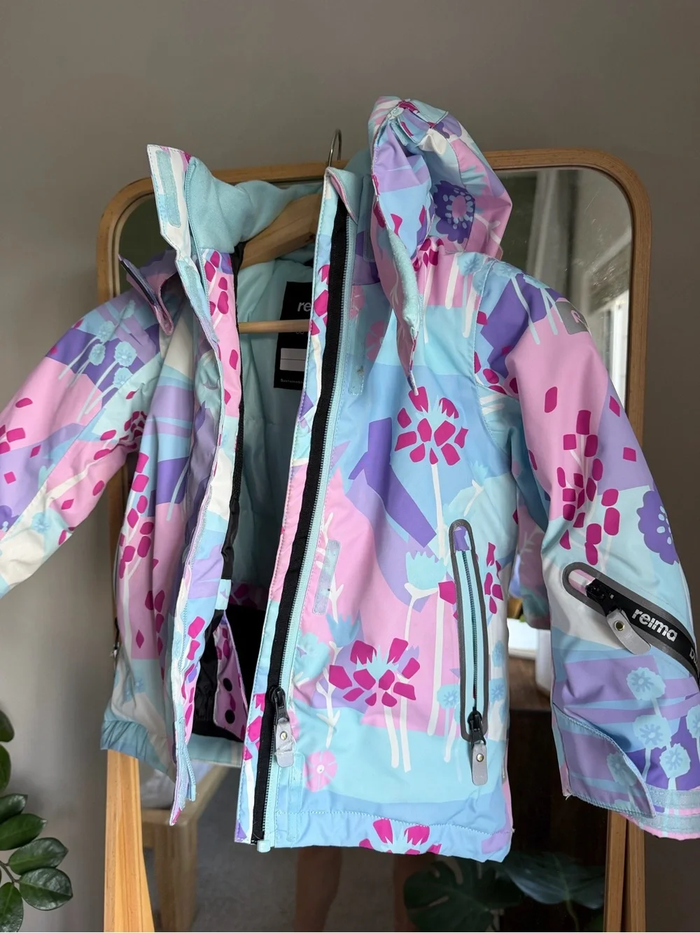 Reima Kiiruna Kids Ski Jacket - Pastel Floral Print (Blue/Pink)